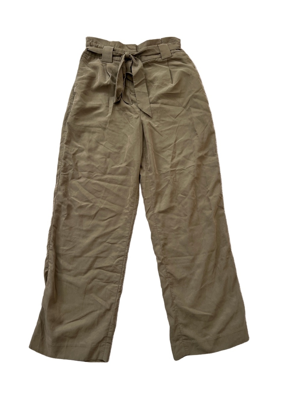 Express Olive Green Paperbag Waist Wide-Leg Pants